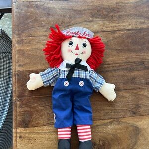 Vintage Raggedy Andy Cloth Doll Red Yarn Hair Sailor Hat